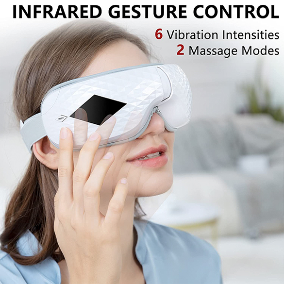 CINCOM Eye Massager with Heat, Air Compression Eye Massager for Migraine Relief with Bluetooth Music, Rechargeable Infrared Eye Massager for Dry Eyes Fatigue Dark Circles Improve Circulation and Sleep