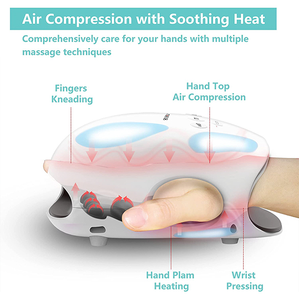 CINCOM Hand Massager - Cordless Hand Massager with Heat and Compression for Arthritis and Carpal Tunnel - Gifts for Women (A-WH)