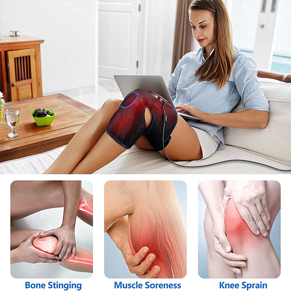 CINCOM Knee Massager with Heat, Air Compression Leg Knee Brace for Arthritis and Circulation Heated Knee Brace Wrap for Injury and Joint Recovery (Single Unit)