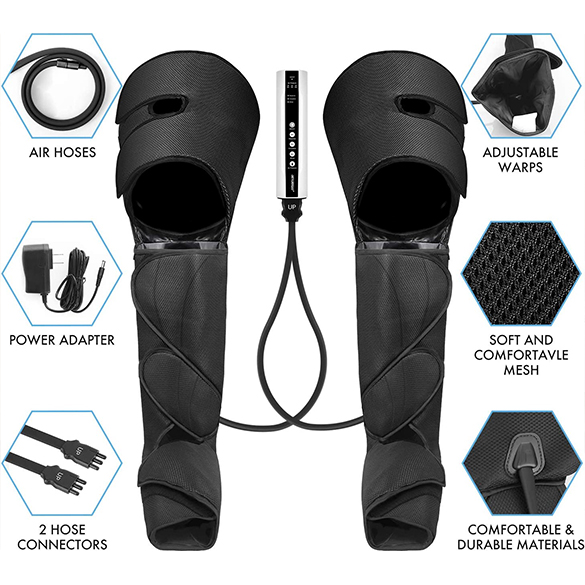 CINCOM Leg Massager for Circulation and Pain Relief, Air Compression Foot Leg Calf Thigh Massage with 2 Extensions and 3 Modes & 3 Intensities Gifts for Mom Dad Friends