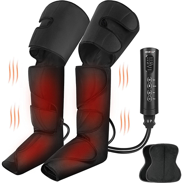 CINCOM Leg Massager for Circulation with Heat, Foot Calf and Thigh Air Compression Leg Compression Massager with 3 Modes 3 Intensities and 2 Heating Levels, for Pain Relief, Edema, RLS, Gift Choice