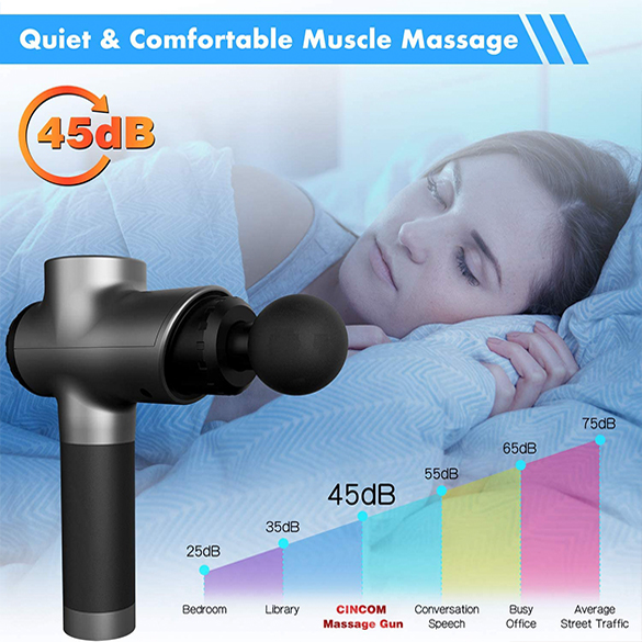 CINCOM Massage Gun, Deep Tissue Percussion Massage Gun Super Quiet Portable Body Muscle Massager for Neck and Back Pain Relief, Soreness and Stiffness - 6 Sports Drill Heads and Carrying Case