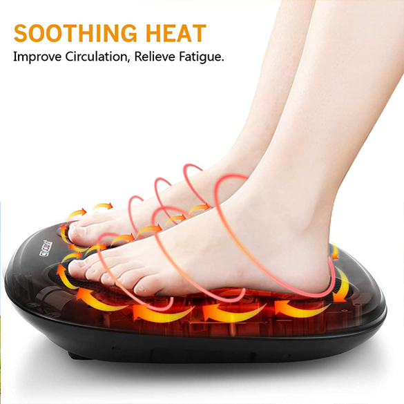 CINCOM Shiatsu Foot Massager with Heat, Electric Deep Kneading Foot Massage Machine, Heated Foot Warmer for Plantar Fasciitis Relief and Back Pain Relief, Home and Office Use