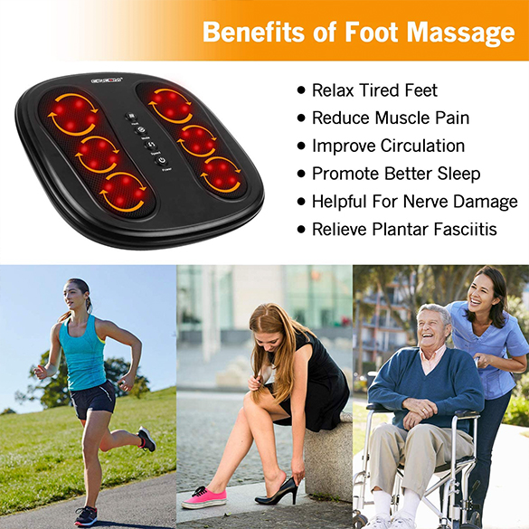 CINCOM Shiatsu Foot Massager with Heat, Electric Deep Kneading Foot Massage Machine, Heated Foot Warmer for Plantar Fasciitis Relief and Back Pain Relief, Home and Office Use
